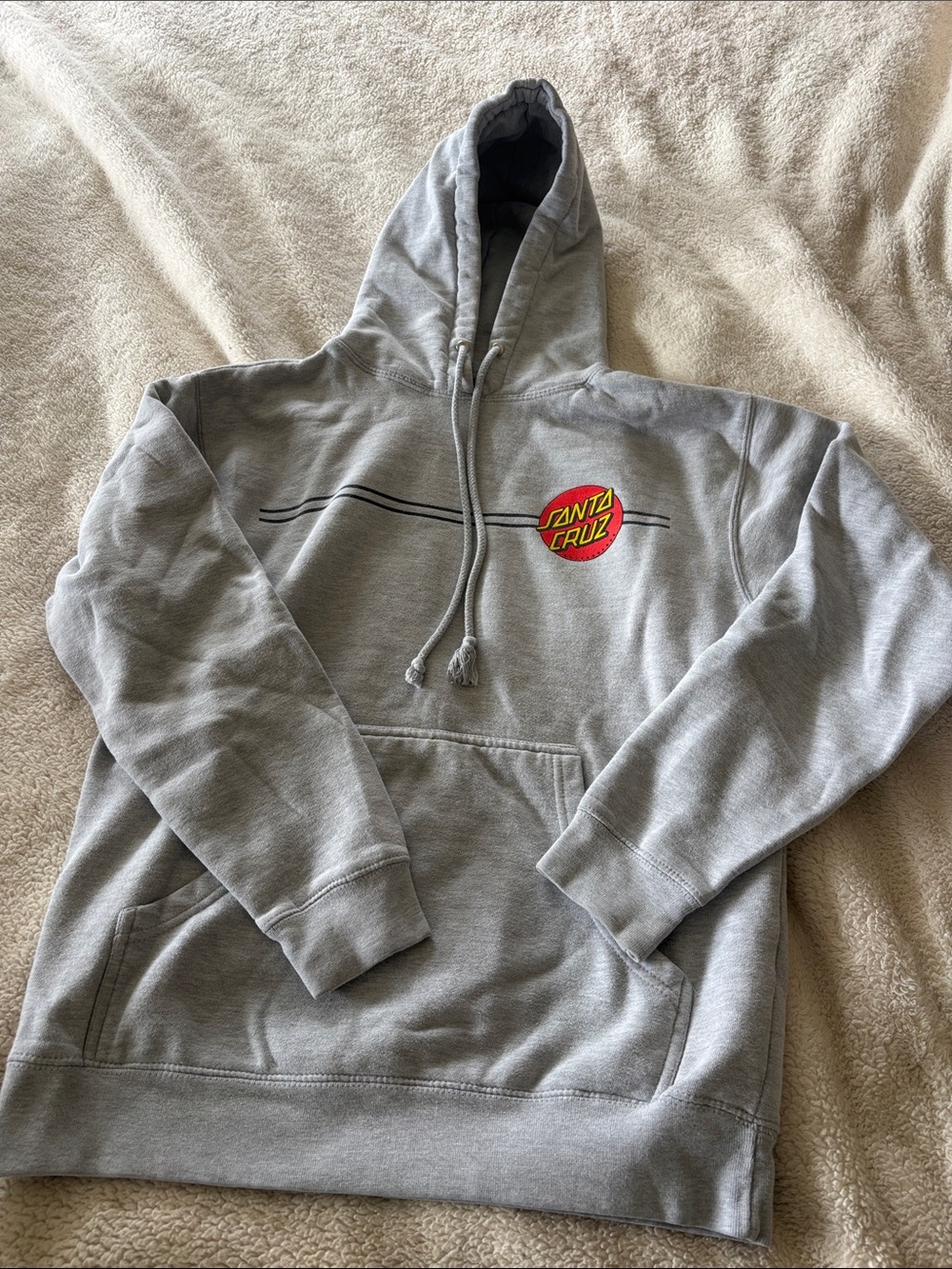 Santa Cruz Skateboards Light Gray Hoodie with Red & Yellow Logo